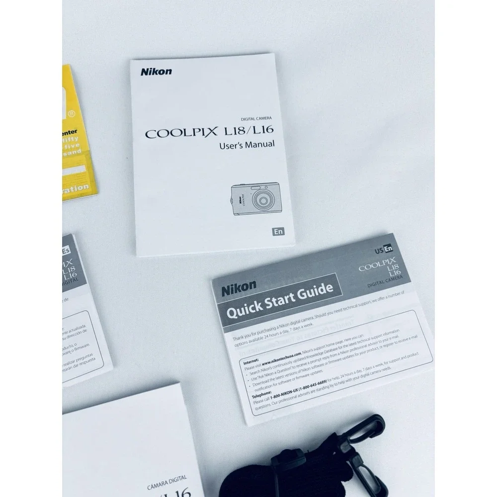 Nikon CoolPix L18 L16 Digital Camera User Guide Manual - Quick Start Strap CD ++